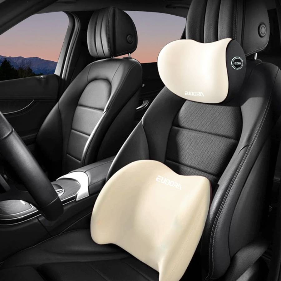 Car Seat Cushion Color Orange Quantity1 Head Pillow  1 Neck Pillow