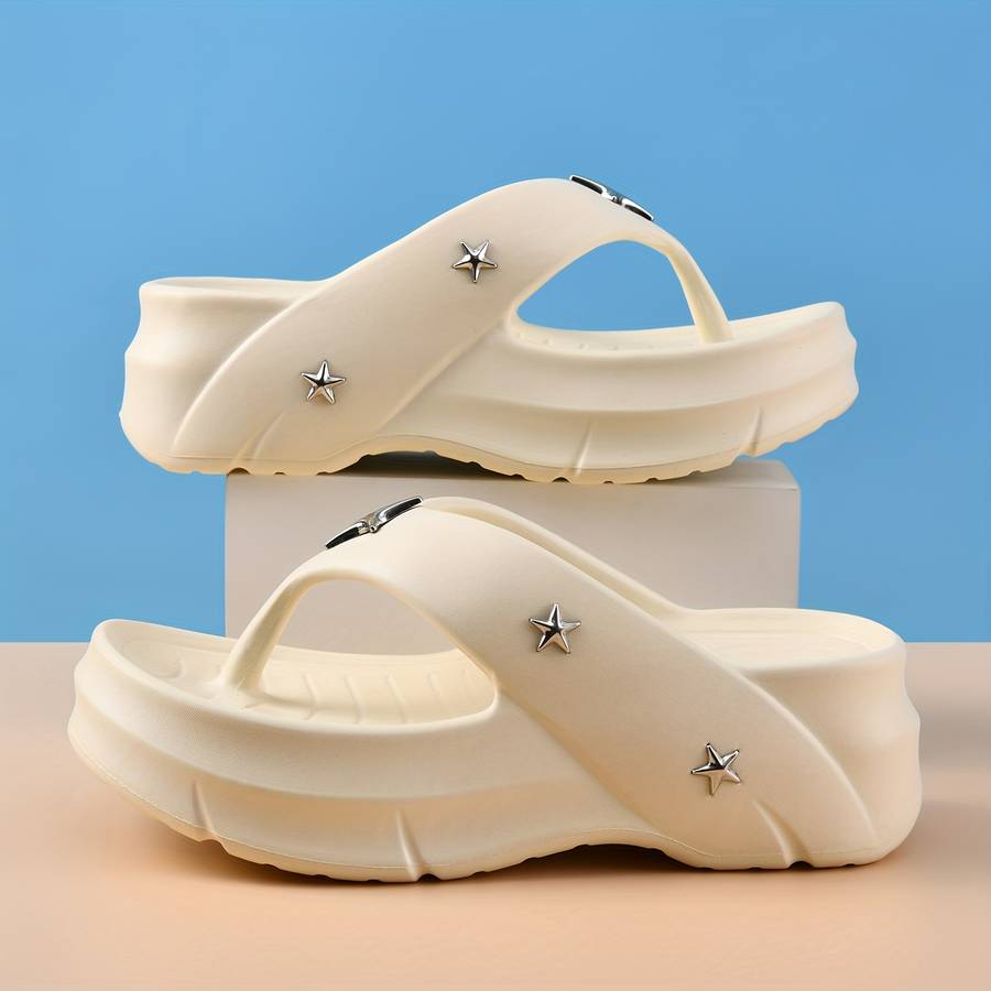 Ladies Summer Flip Flops White Uk 4.5-5