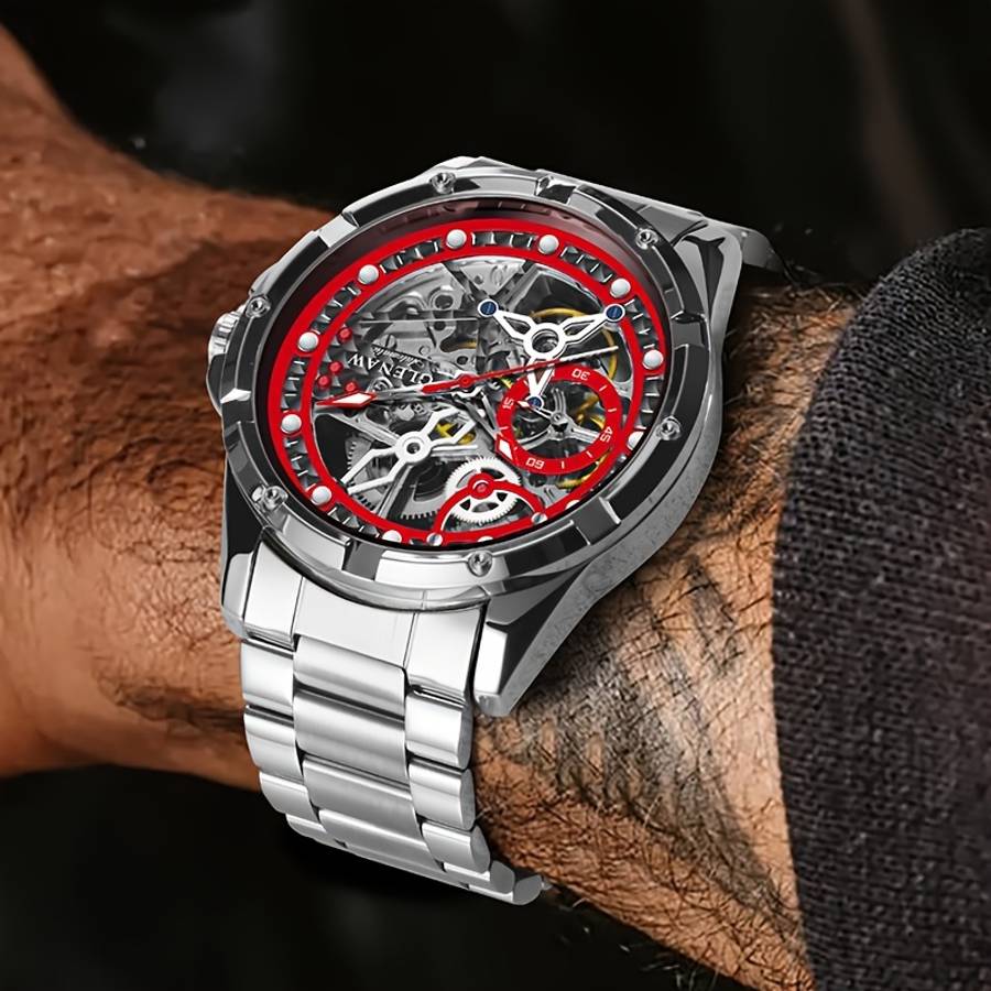 Classic Glenaw Men Automatic Mechanical Watch With Skeleton Self Winding