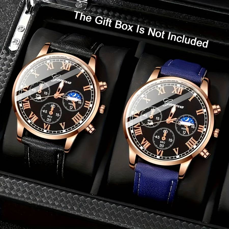 6Pcs Brand New Set Of Men Stylish Quartz Watches Featuring Simulated