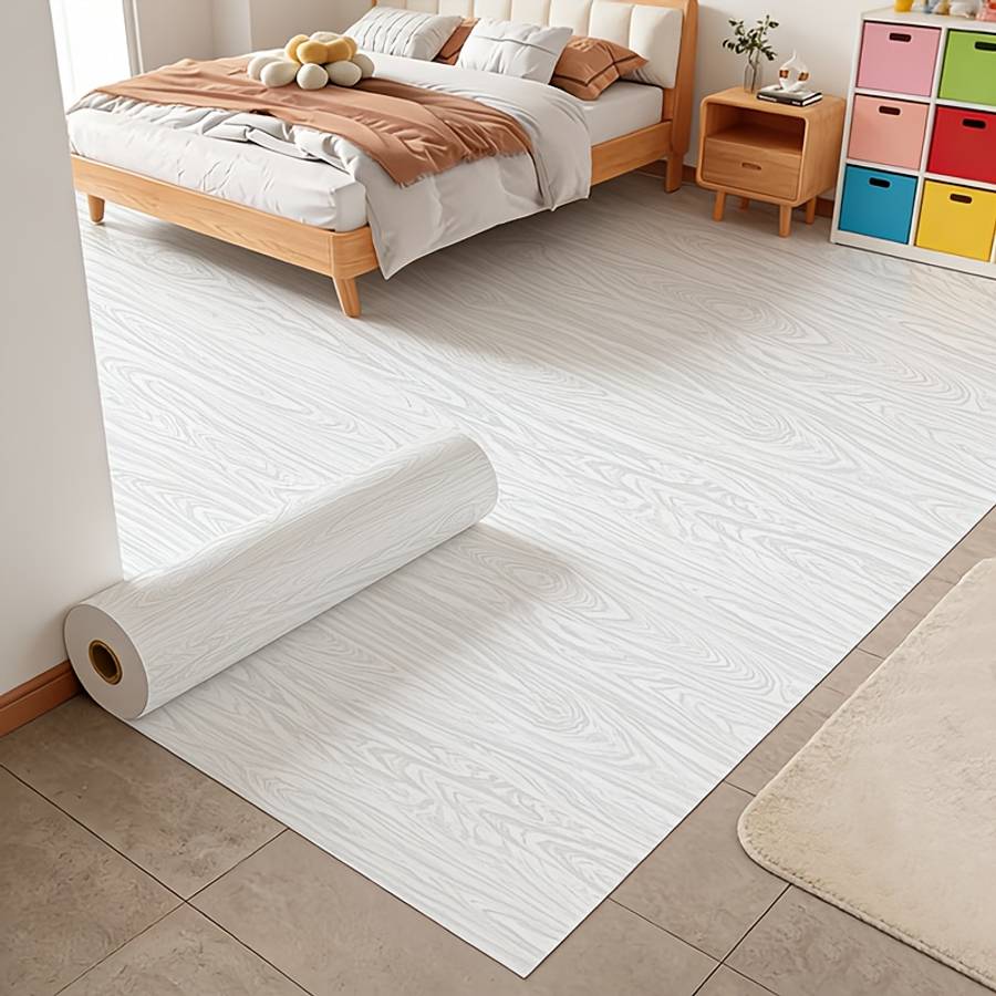 Self Adhesive Floor Sticker Silver Sandalwood Pattern 60cm x 10m