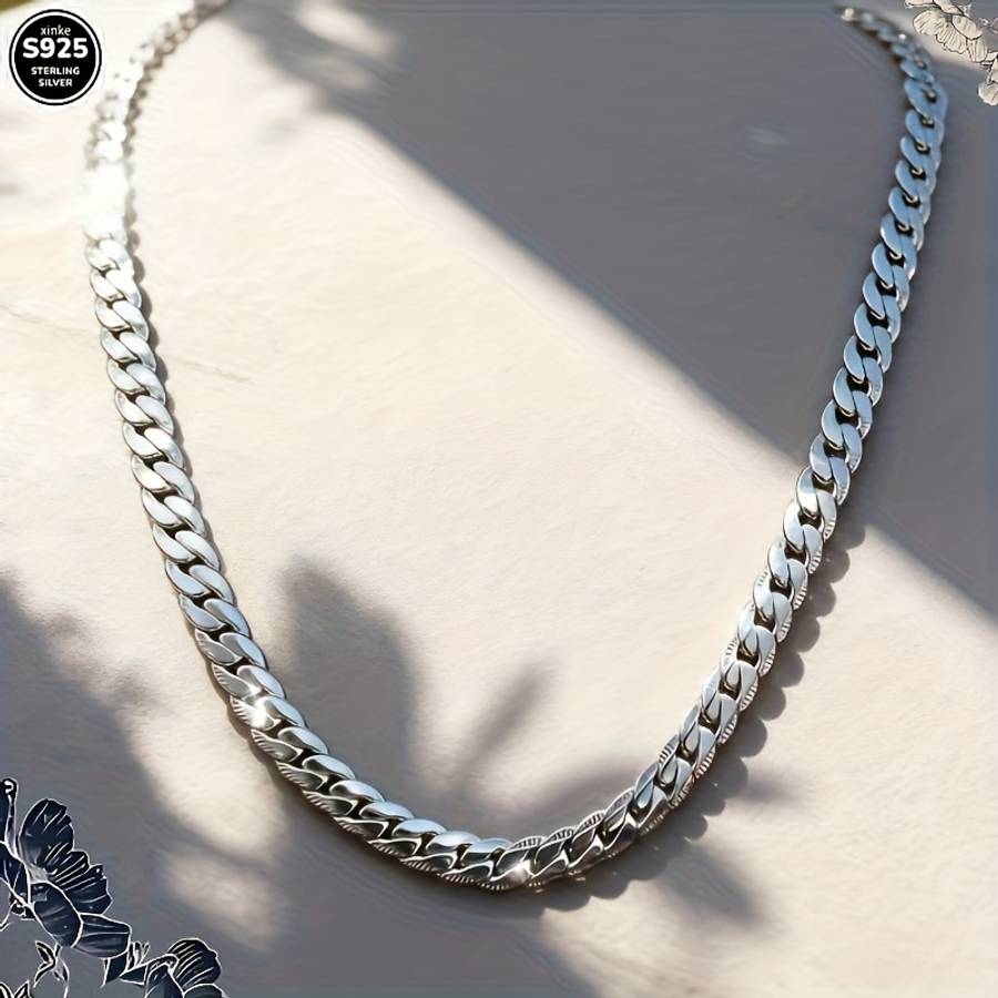 Modern Rhinestone Sterling Silver Embossed Chain Trendy Silver Beach Vacation