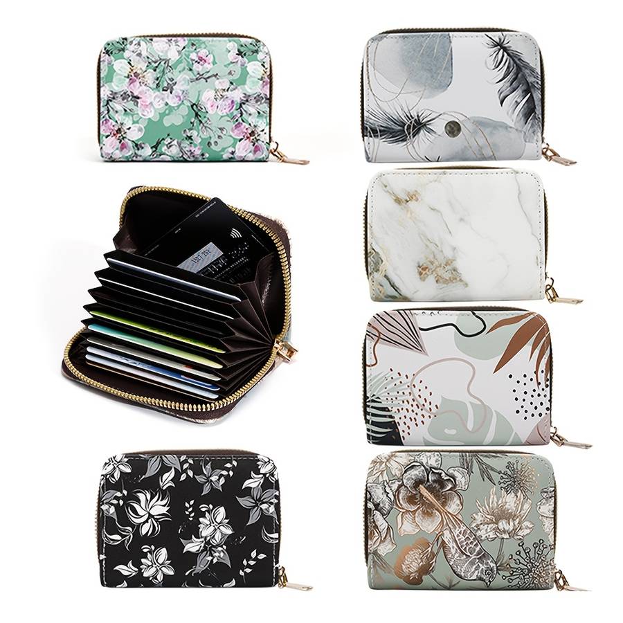 Vintage Floral Print Card Holder Organizer