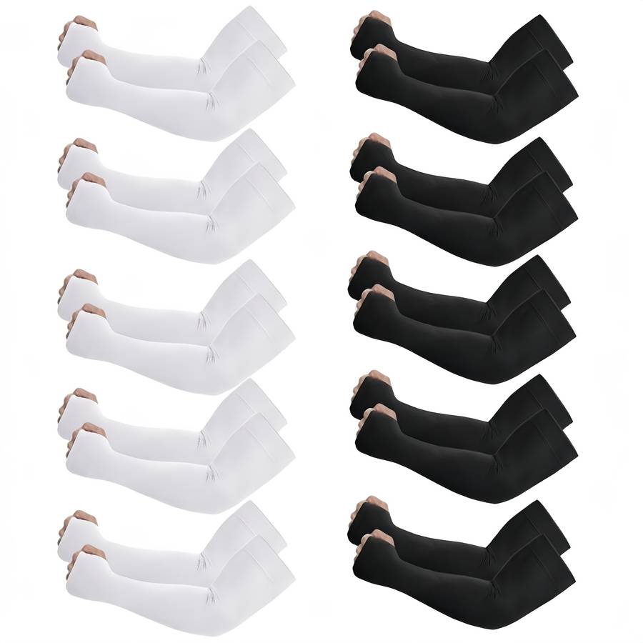 Sunscreen Sleeves Color 10 Pairs 5 Black 5 White