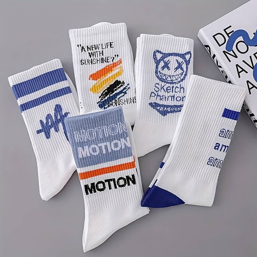 5 Pairs Of Random Colors One Size High Elastic Socks