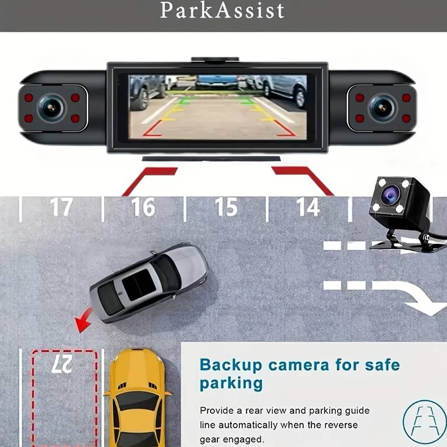 Dashcam Model 4 Cameras Front Rear Left And Right Including 32G Card