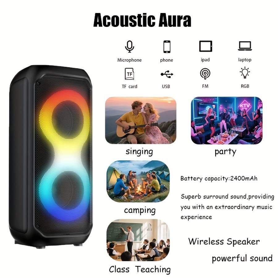 Premium With Enhanced Bass Large Portable Wireless Tooth For Outdoor Party Blue