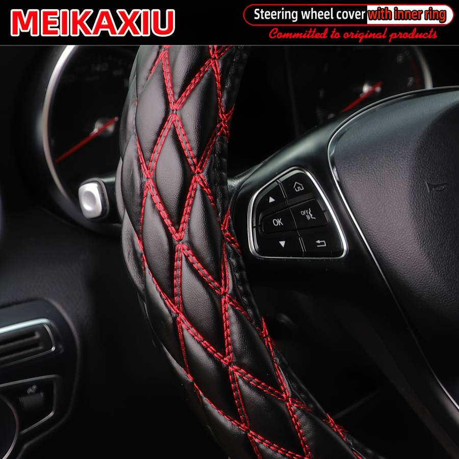 Car Steering Wheel Cover Black Blue Model 36Cm(14.17Inch)/38Cm(15Inch)