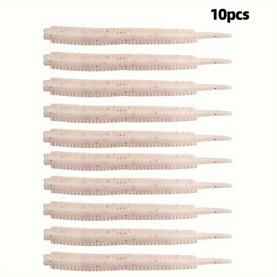 10pcs Turiou Realistic Red Worm Soft Lures 8cm Floating TPR Material Needle Tail Design Art