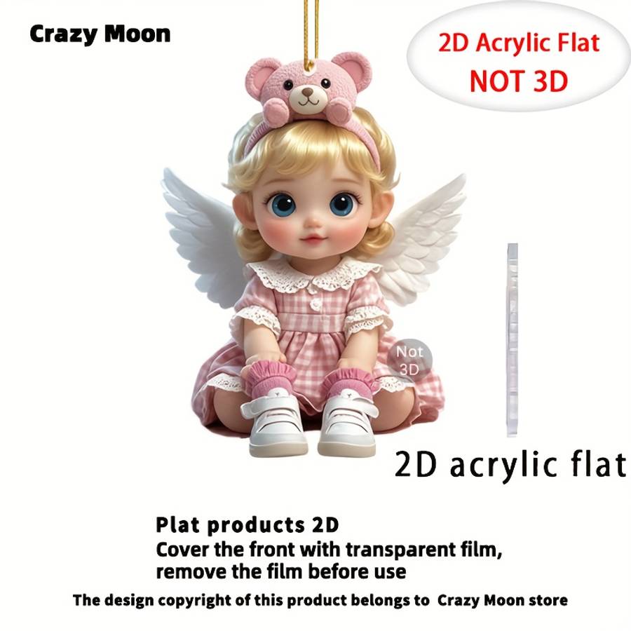Car Interior Decor Color Pink Bear Headband Pink Plaid Skirt Angel
