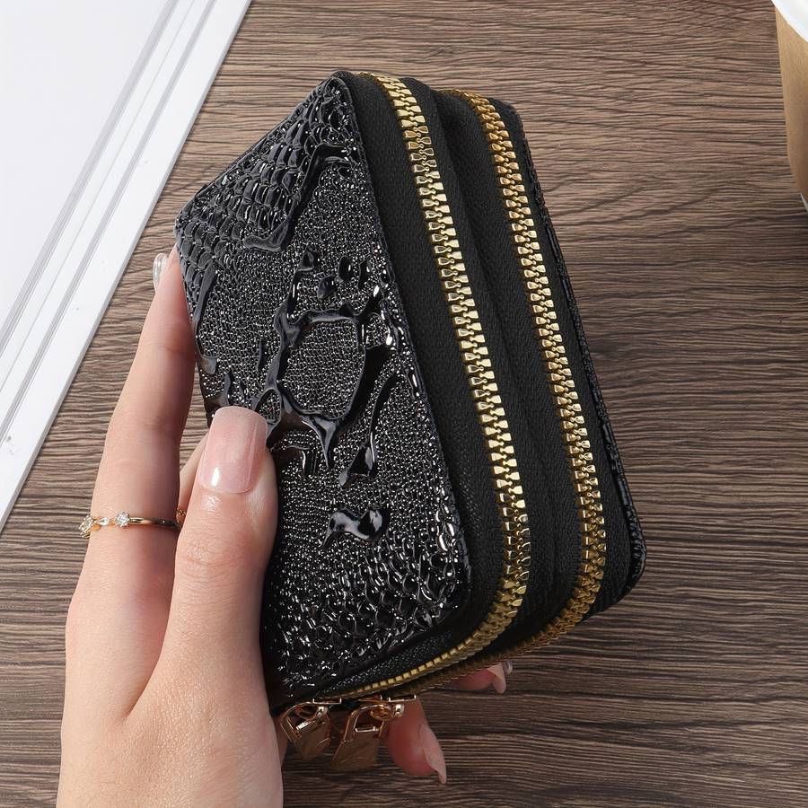 1pc Women'S Minimalist Nylon Short Wallet Solid Color Coin Purse with Zipper Closure Lightweight