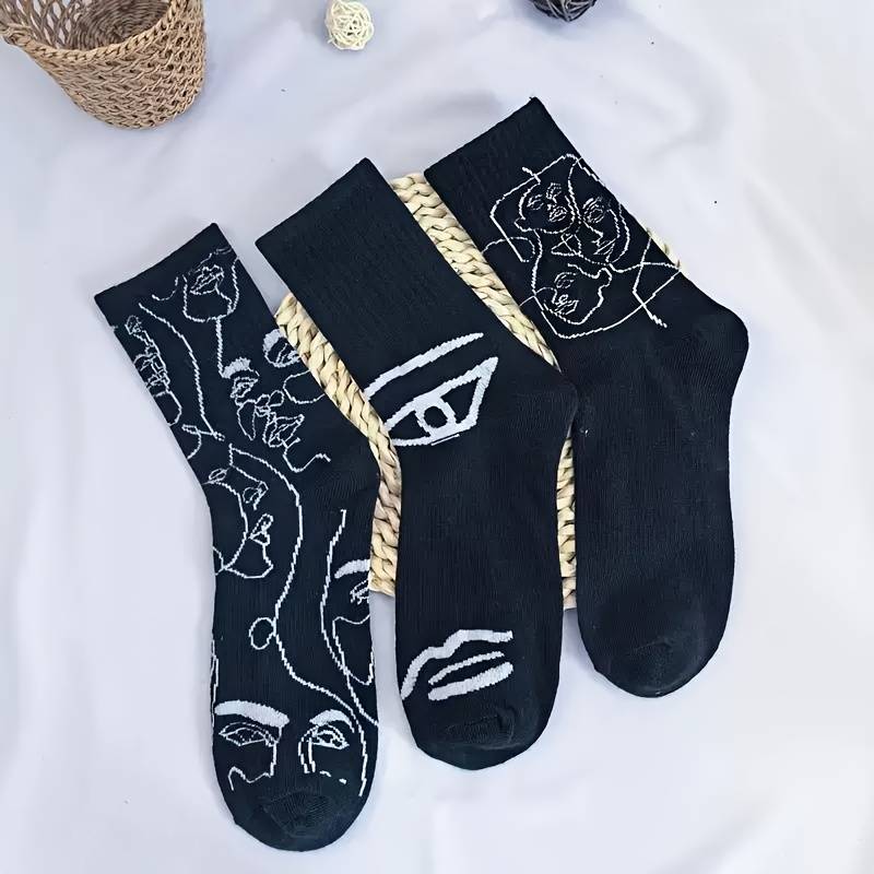 3 Pairs White Mix One Size High Elastic Socks