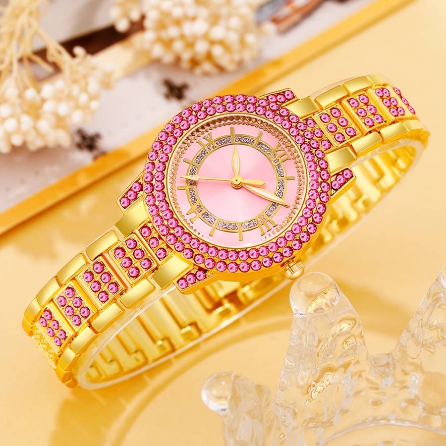 5Pcs Women Quartz Watches Rose Golden Showcasing Glamour