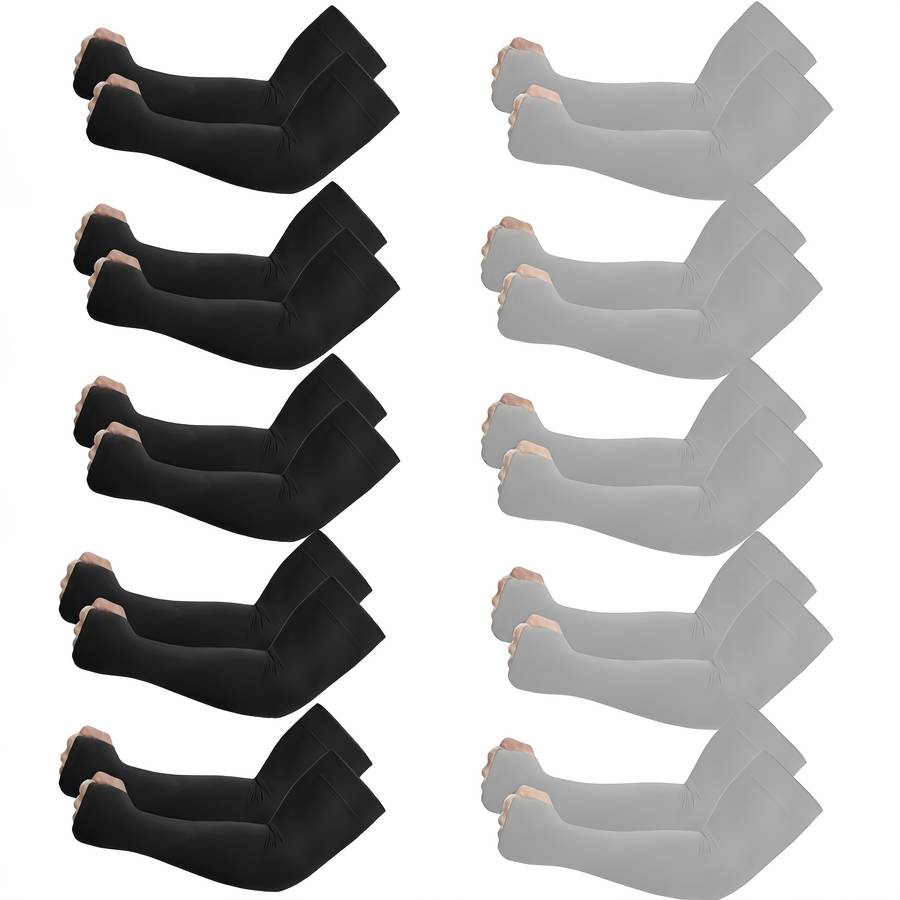 Sunscreen Sleeves Color 10 Pairs 5 Black 5 White