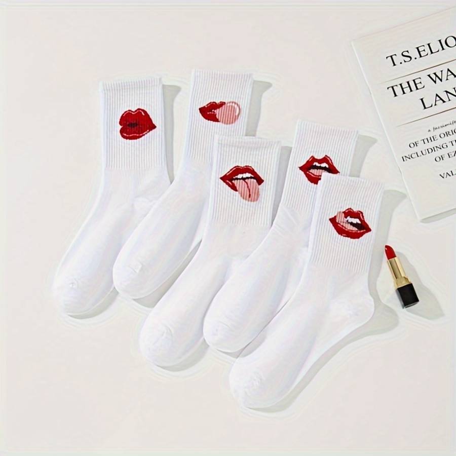 5 Pairs Of White One Size High Elastic Socks