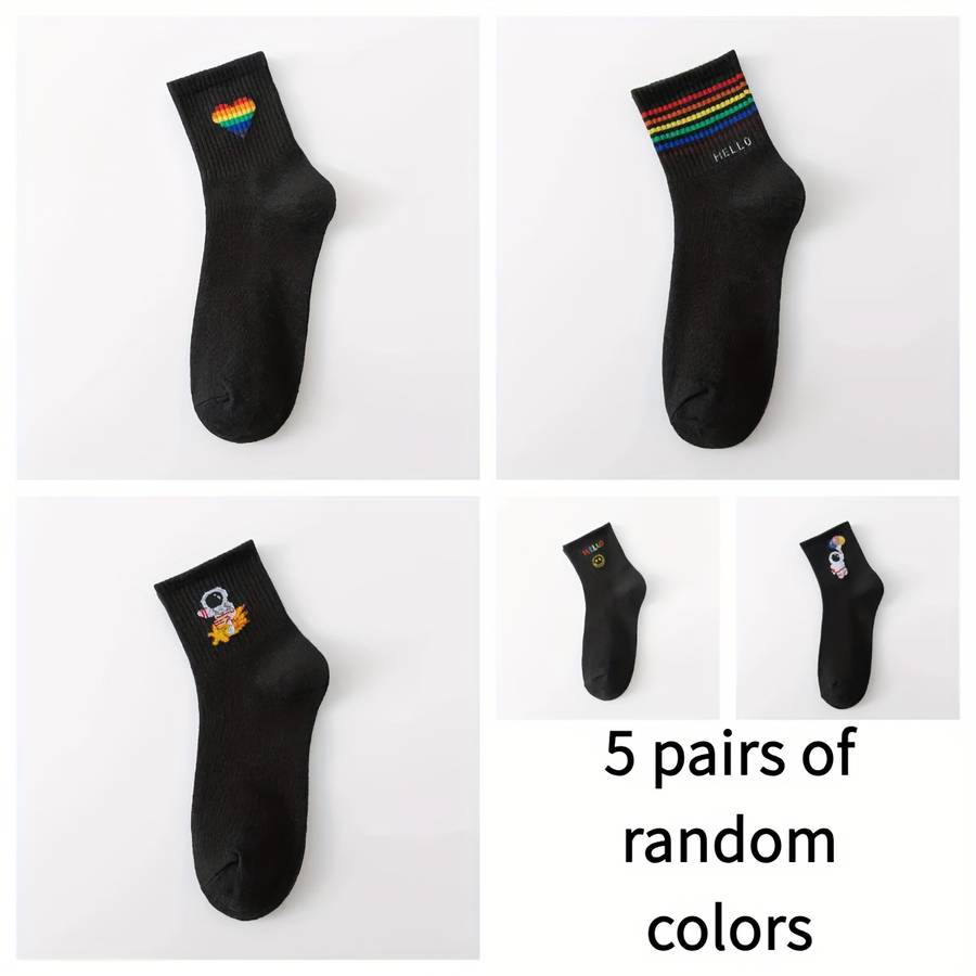 Women S Socks Color 5 Pairs Random Color Black Size Onesize