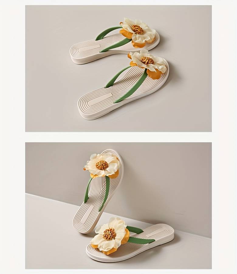 Ladies Summer Flip Flops Beige Uk 1.5-2
