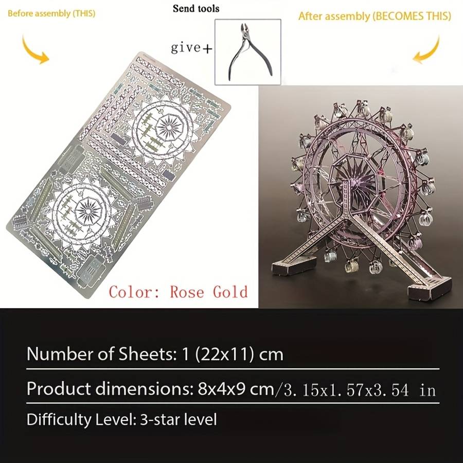 Building Toy Architectural Model Toy Set Color Ferris Wheel  Without Tools