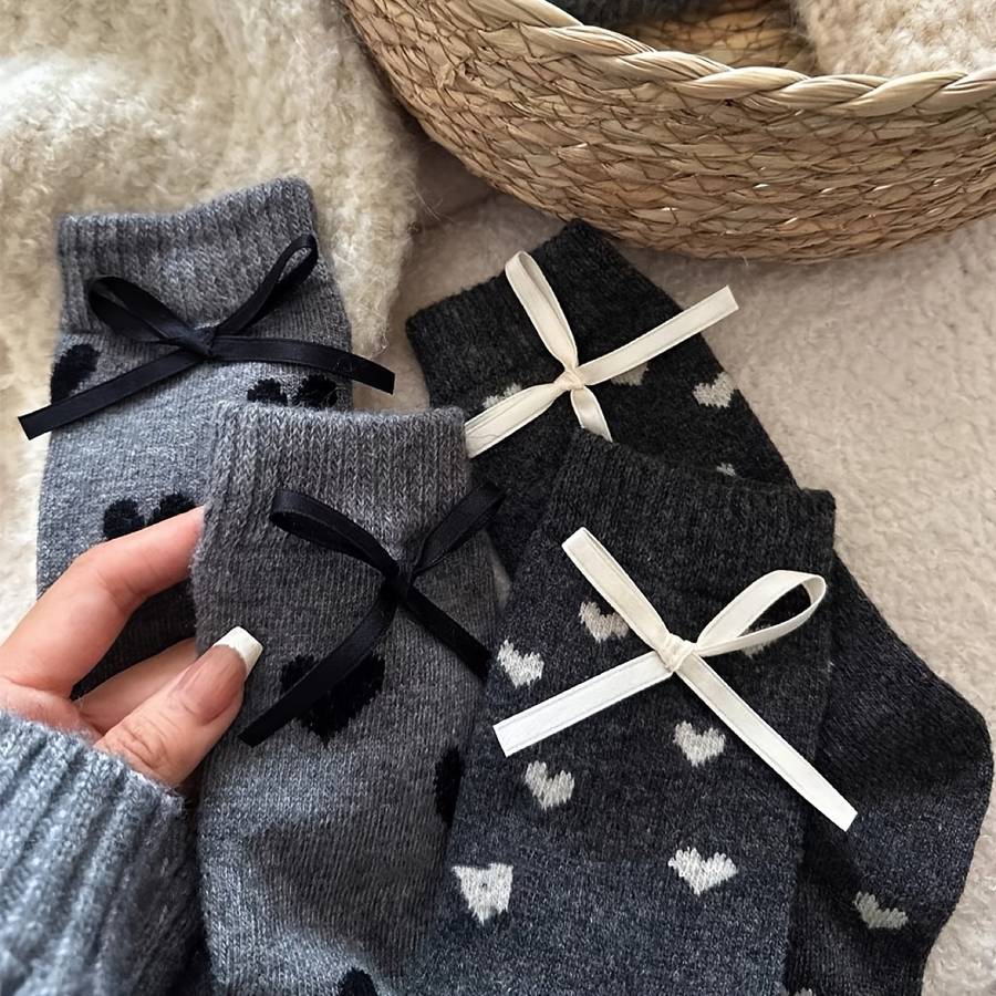 Women S Socks Color Beige Gray Bow1Pair Size Asian Onesize