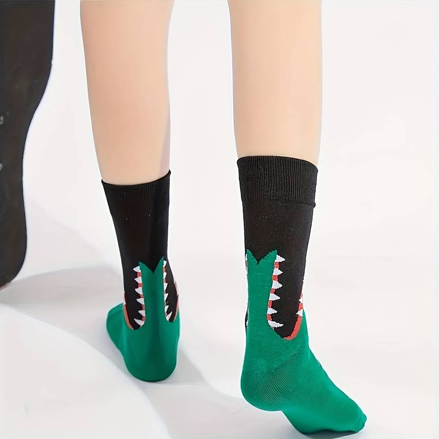Women S Socks Color 1 Pair Of Green Crocodile Pattern Socks Size Onesize