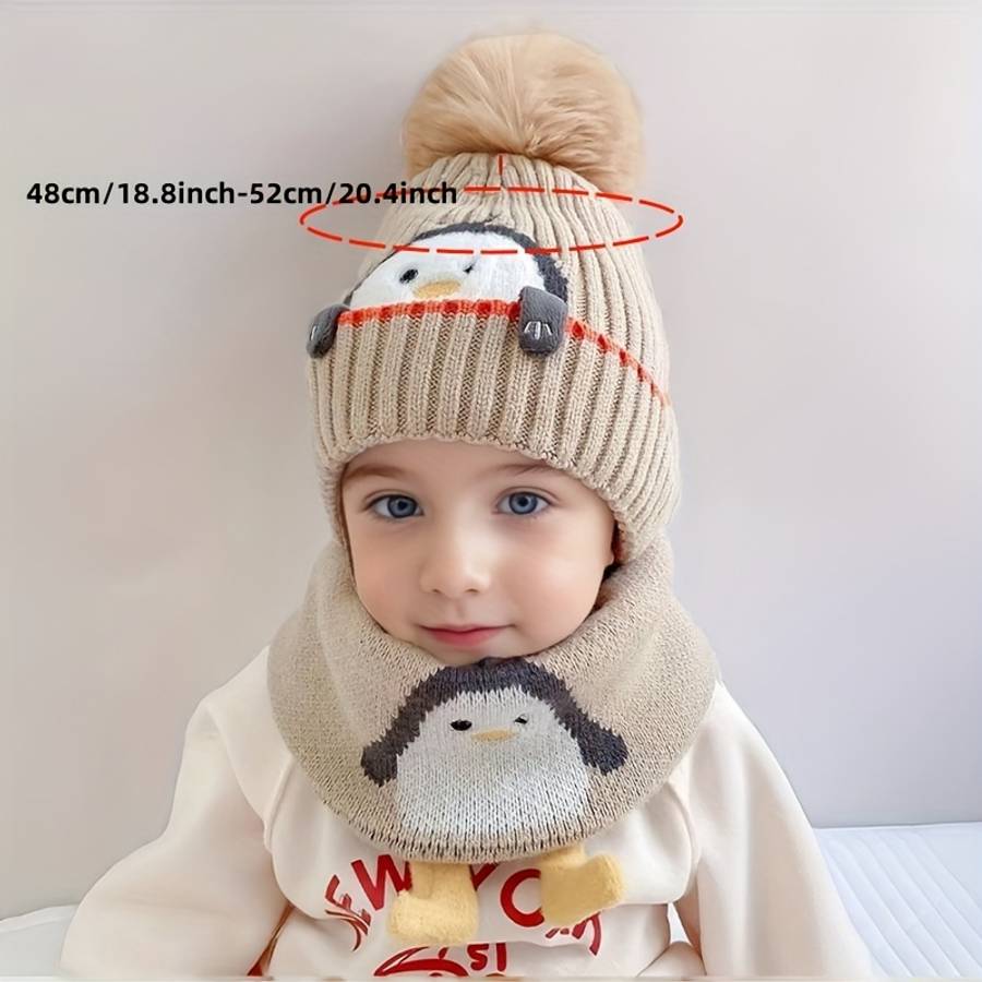 Hat Color Little Penguin  Baby Hat Add Small Scarf Add Gloves    Blue