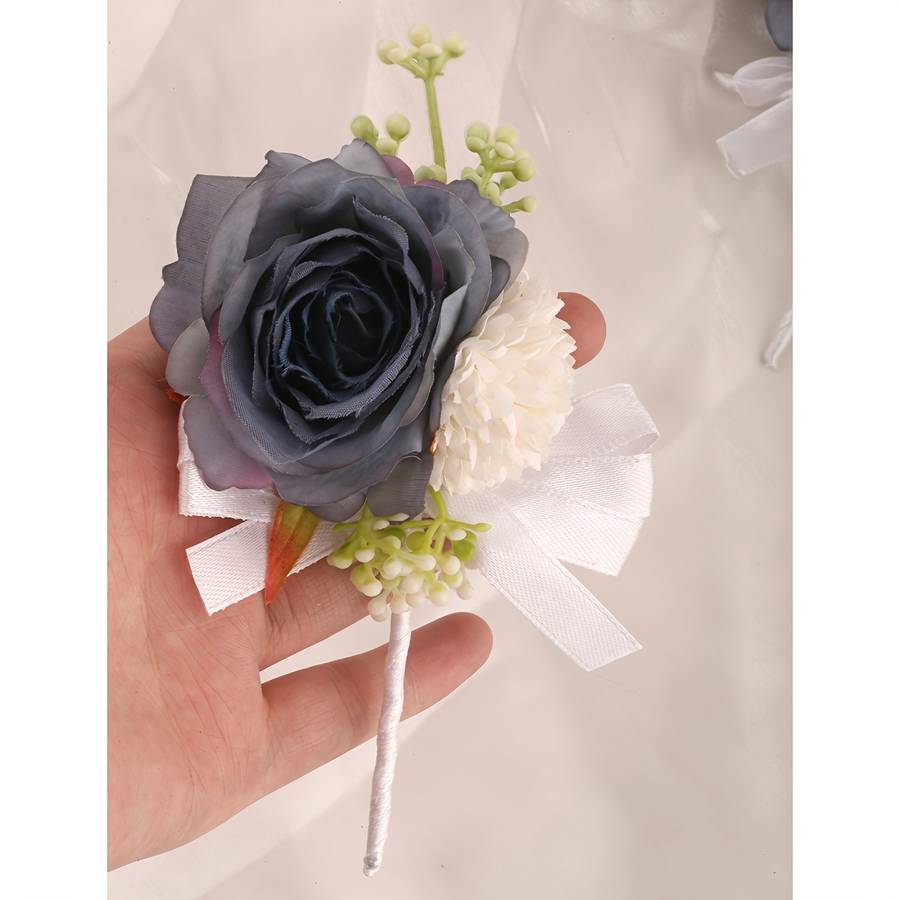Wedding Supplies Color 4Pcs Navy Blue Lapel Flowers