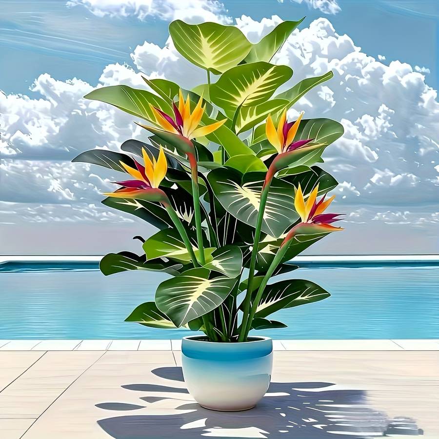 Simulated Flower Quantity 1 Bird Of Paradise Plant  1 Evergreen Plant