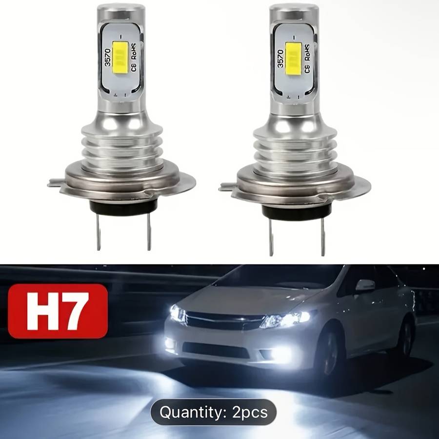 2Pcs H7 LED Car Headlight Bulbs White 50W 3000LM