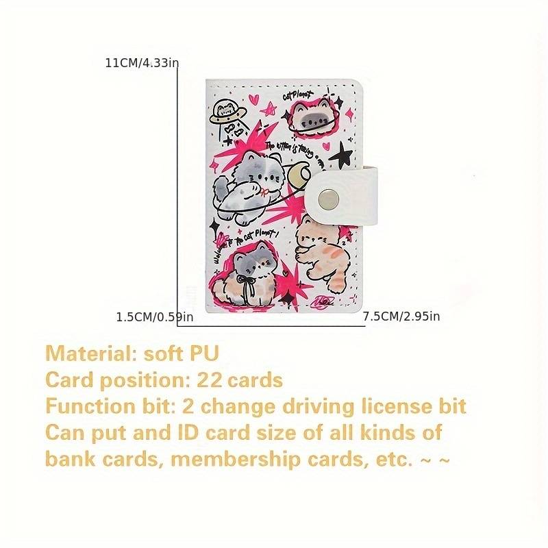 1pc Cute Cat Cartoon Women's WalletCompact Multi-Card Slot Credit Card Holder with Snap Closure