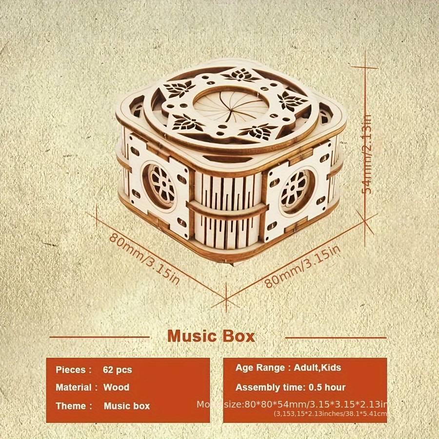 3D Puzzle Musical Instrument Model Style Music Box