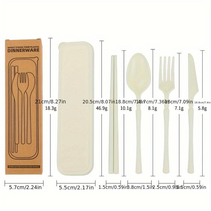 4pcs Set Knife Fork Spoon Chopsticks  Home Office Outdoor Travel Portable Creative Tableware En