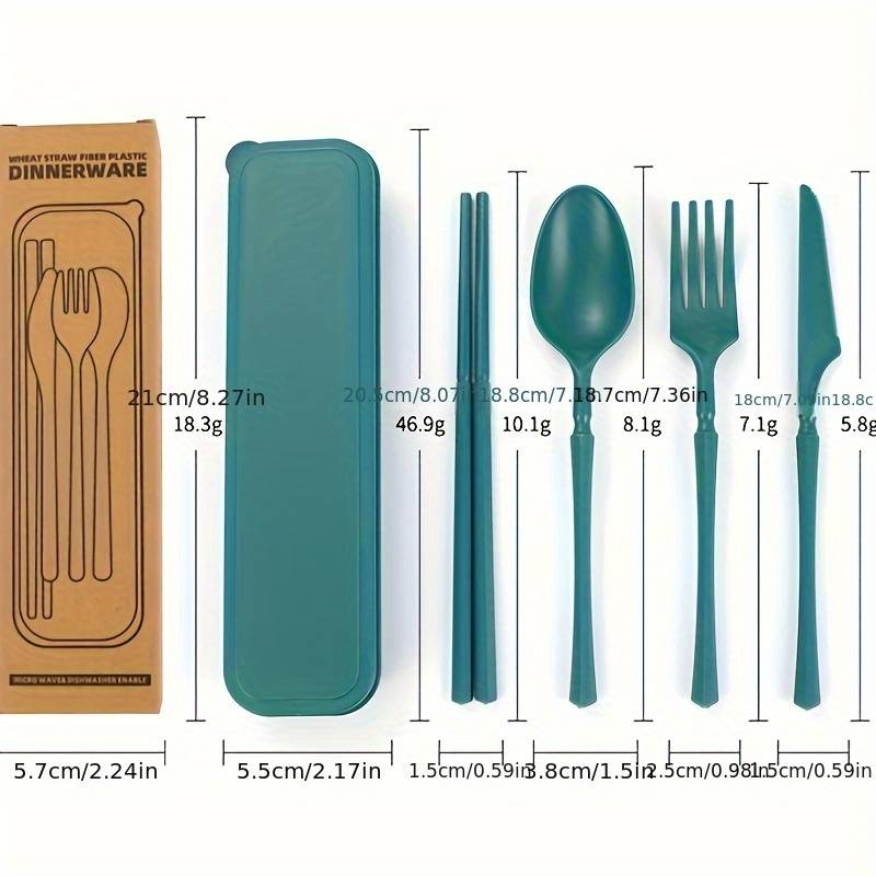 4pcs Set Knife Fork Spoon Chopsticks  Home Office Outdoor Travel Portable Creative Tableware En
