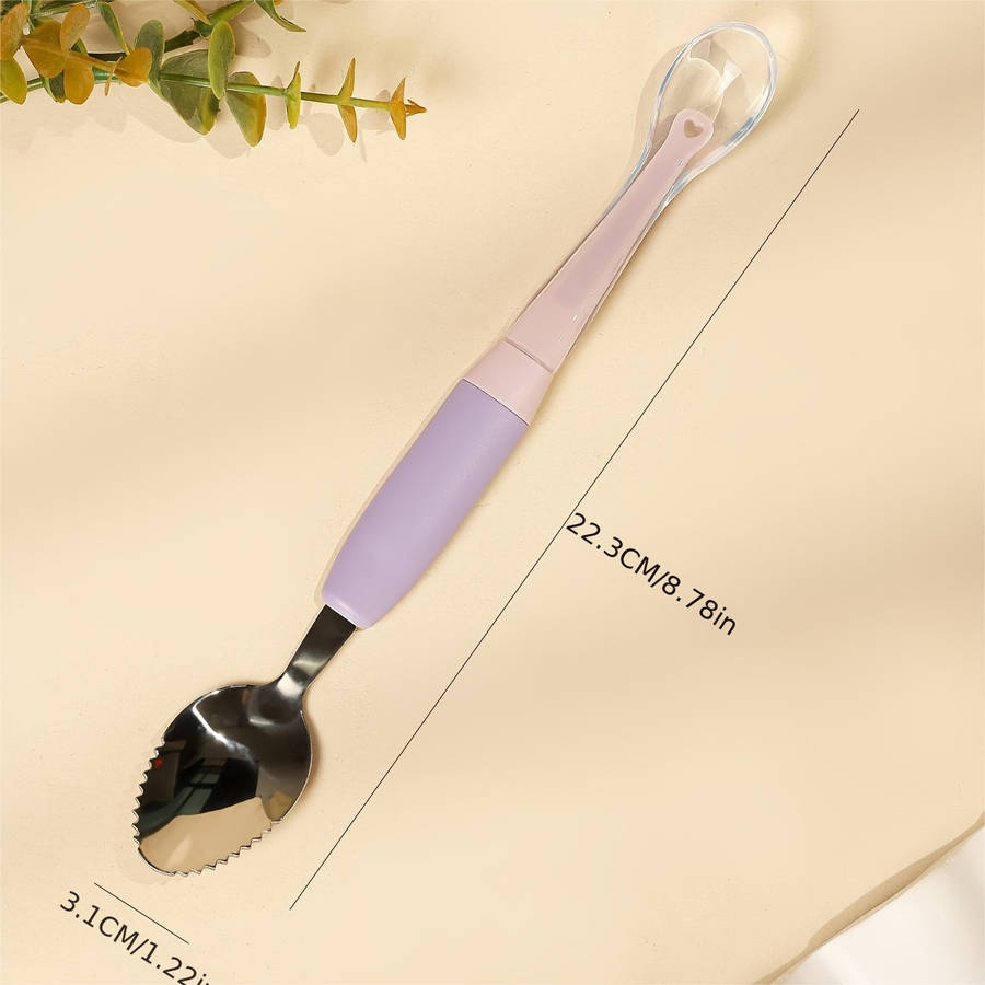 1pc 2in1 Youngsters Feeding Spoon Silicone Stainless Steel Perfect for Youngsters Youngs