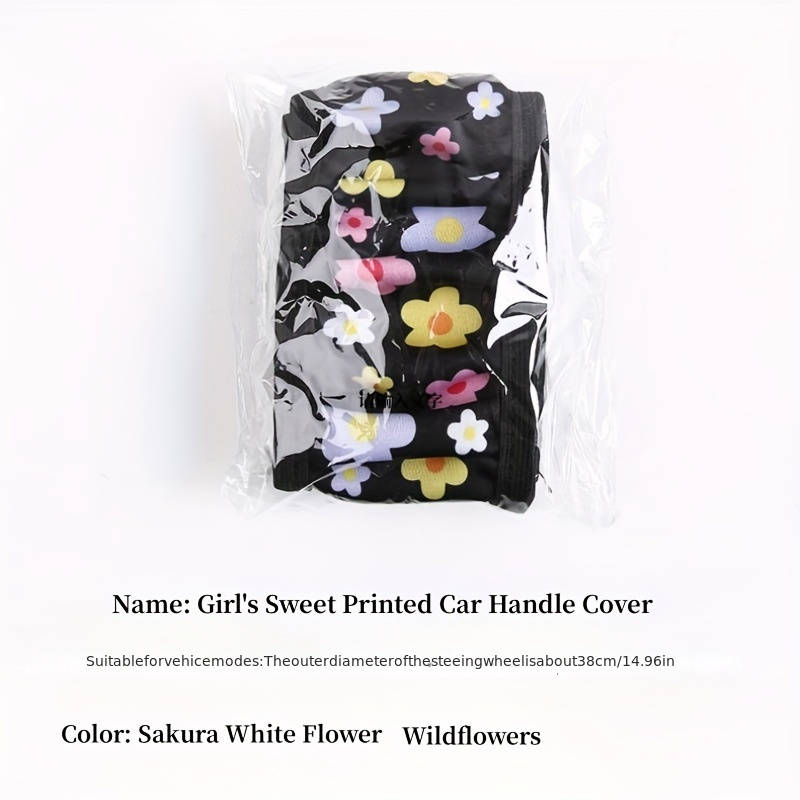 Car Steering Wheel Cover White Flower