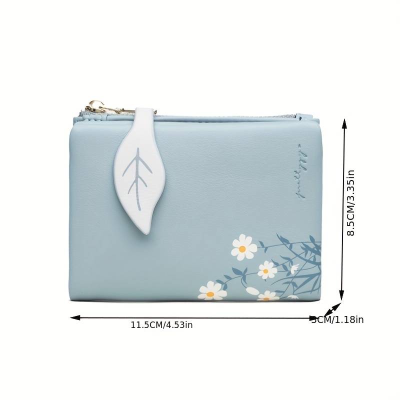 1pc Floral Print Short Wallet Bifold Coin Purse All-Match Credit Card Holder Portable Purse
