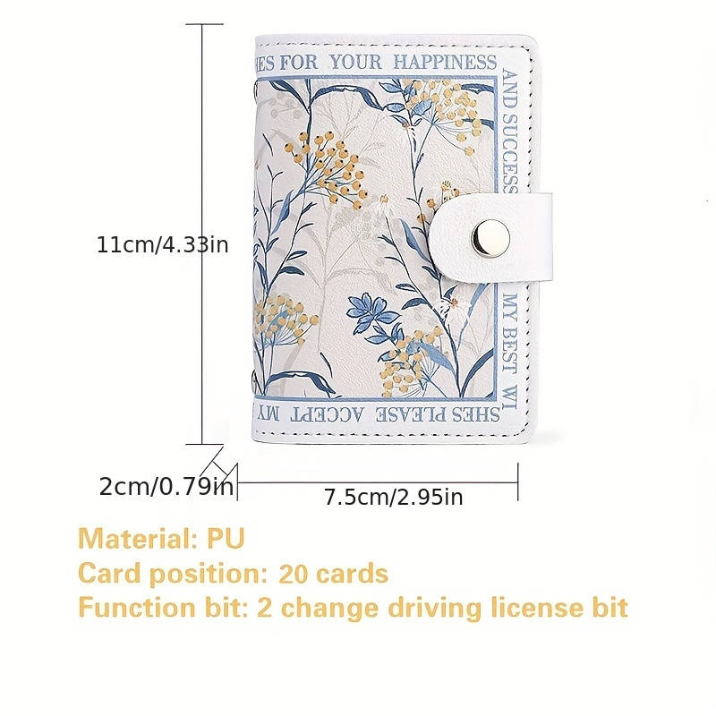Women'S Elegant Large Capacity Card Holder Faux Leather Bi-fold Wallet with Snap Closure Multi-Car