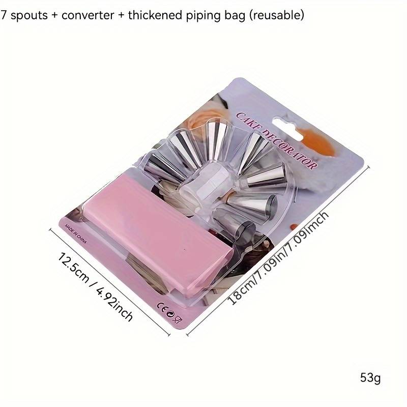 Professional Cake Decorating Head Items 7 Nozzles  Add  Converter  Add  Piping Bag