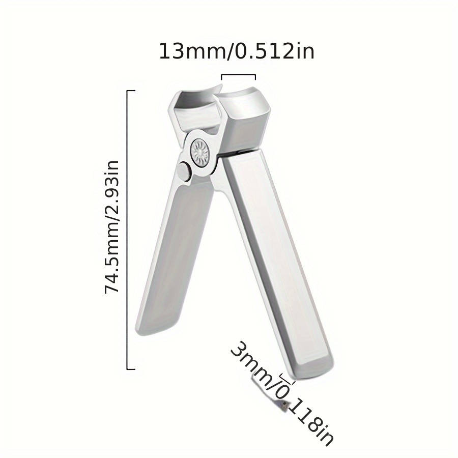1pc Classic Style Stainless Steel Nail Clippers Wide Jaw Concave Blade Edge Unscented Ideal