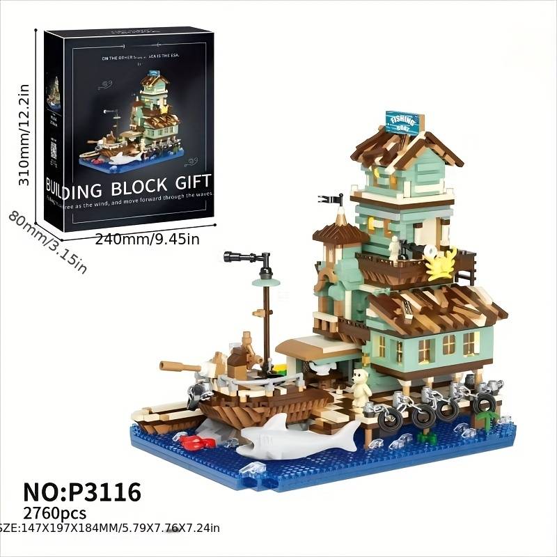 Building Toy Architectural Model Toy Set Style 2560Pcs Nautical Fishing House P3117