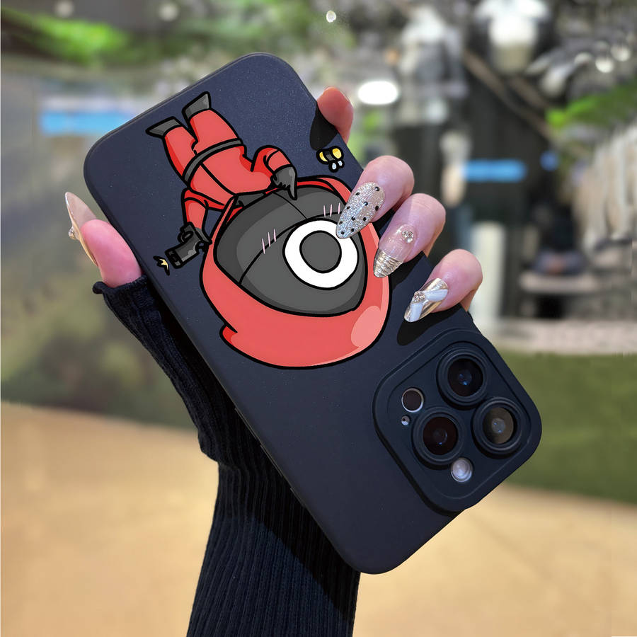1Pc Black For iPhone 15 Pro Angel Eye Game Red Phone Case