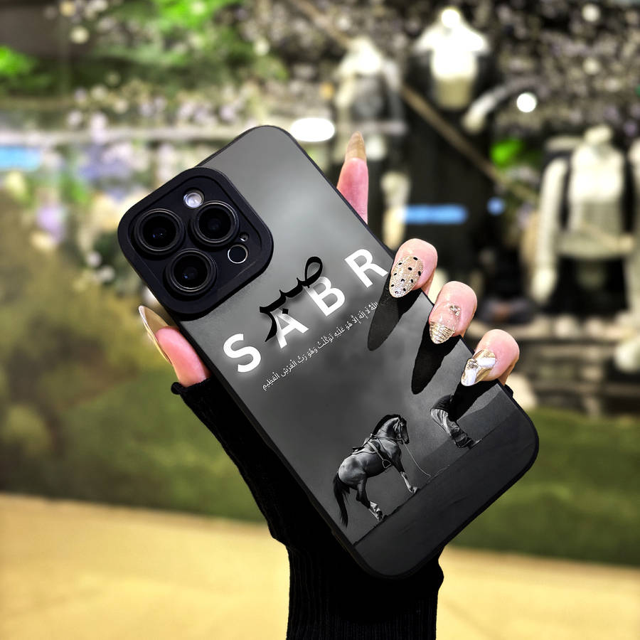 1Pc Black For iPhone 15 Pro Horse Design Phone Case