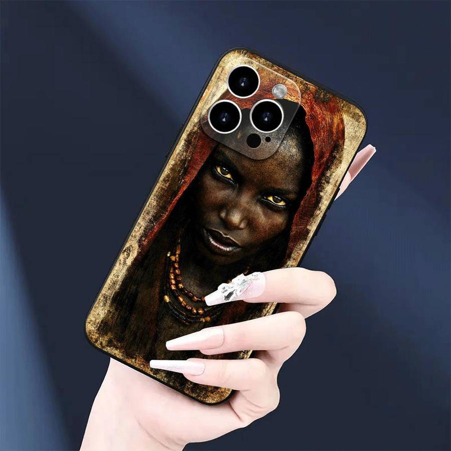 1Pc Black For iPhone 13 Pro Max African Woman Phone Case