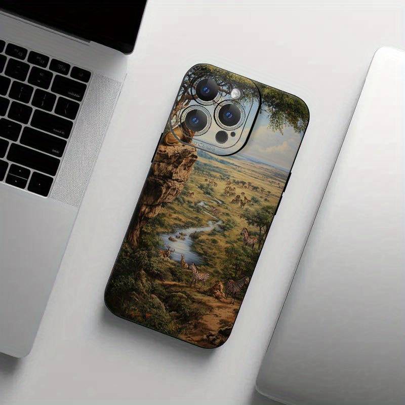 1Pc Black For iPhone 11 Pro Max Wildlife African Savanna Phone Case