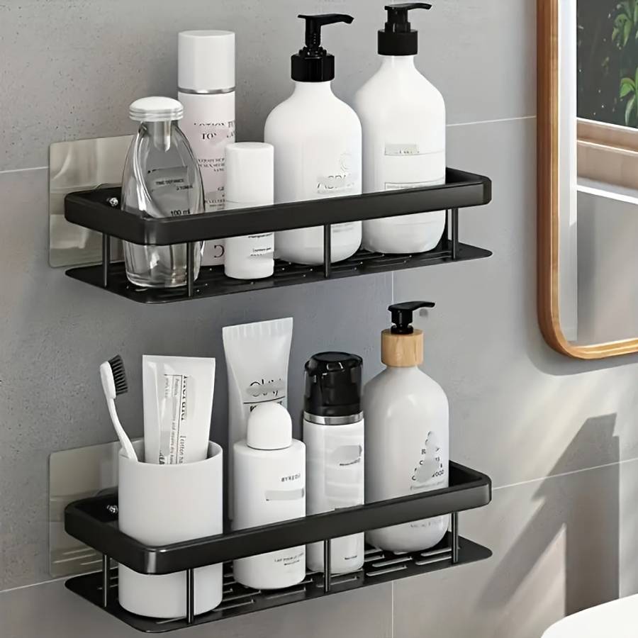 Bathroom Storage Rack Size 2 Wall Hooks  Shelf