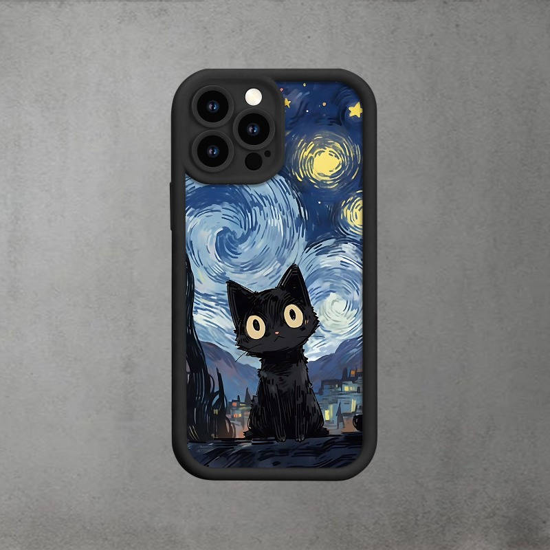 1Pc Black For iPhone 12 Mini Cat Color Painting Phone Case