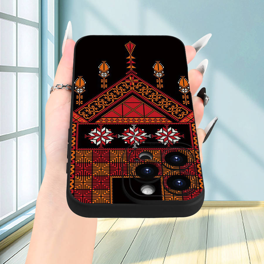 1Pc Black For iPhone X African Style Geometric Phone Case