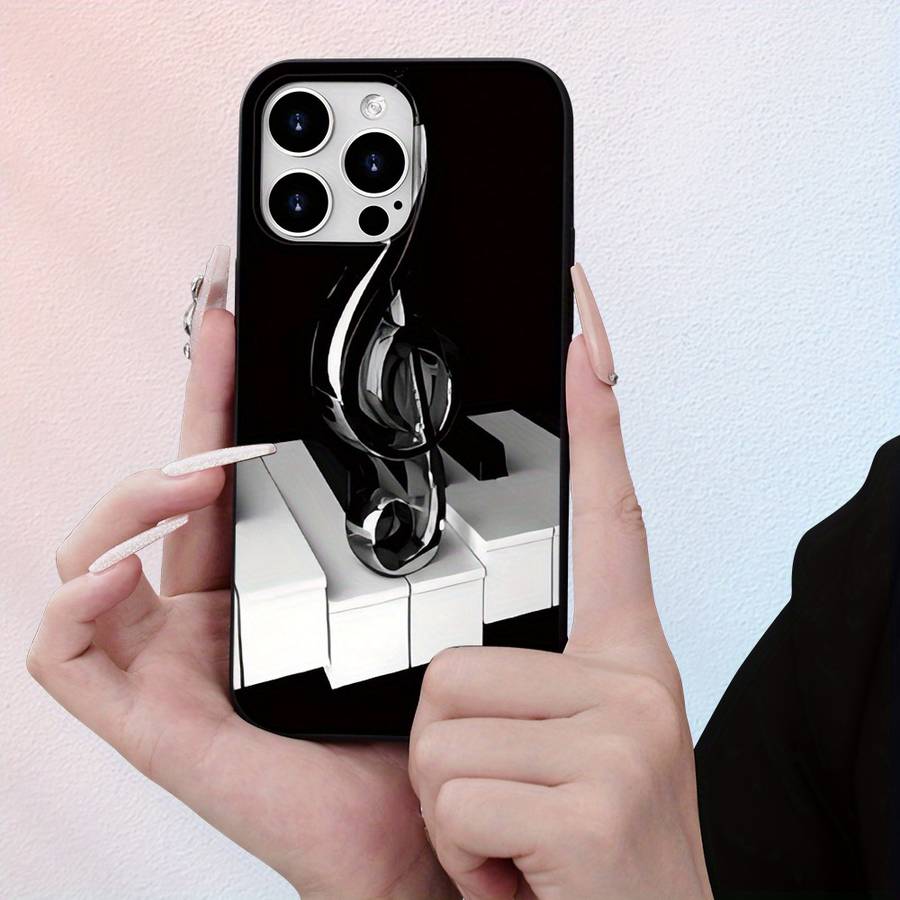 1Pc Black For iPhone 12 Mini Piano Music Symbol Phone Case