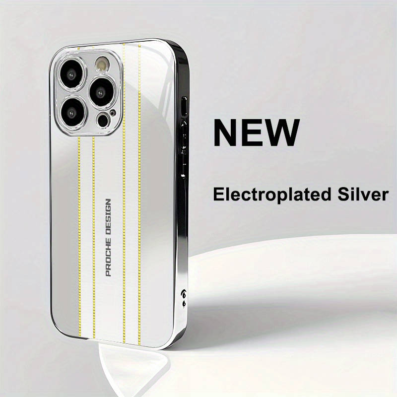 1Pc Silvery For iPhone 14 Pro Max Business Men Phone Case