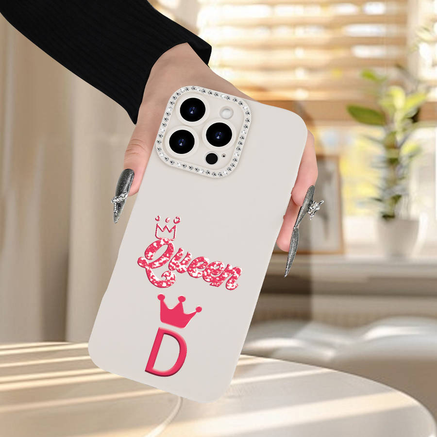 1Pc Ivory White For iPhone 13 Mini Letter D Print Phone Case