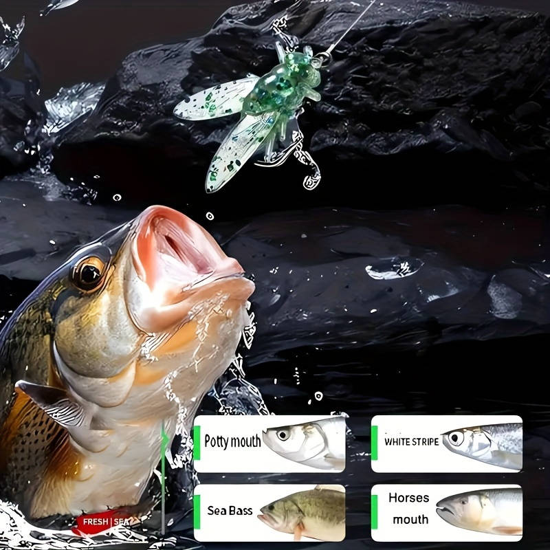 10pcs Bionic Fly Fishing Bait with Wings High-Quality PVC Popper Lures Artificial Insect Bai